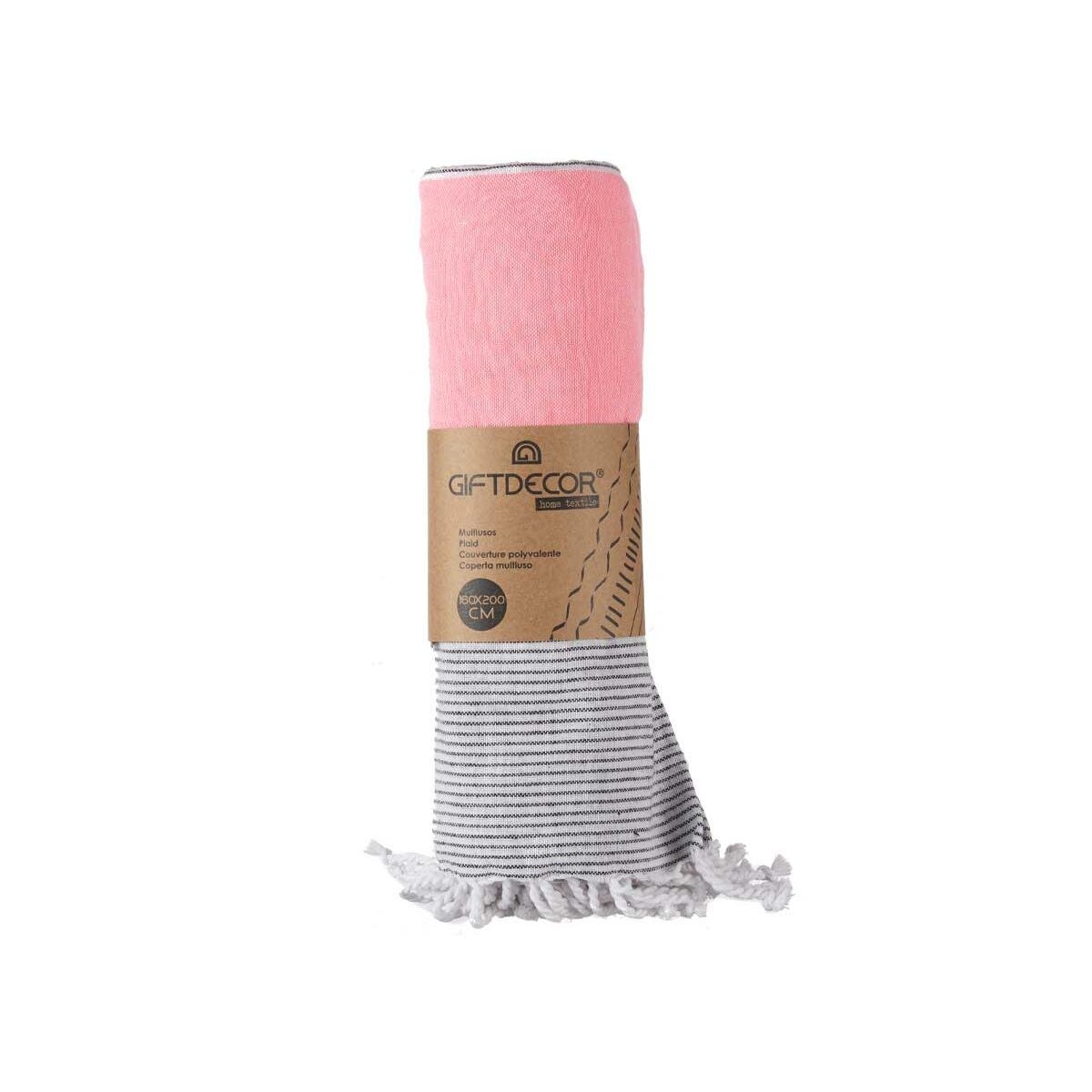Multipurpose throw Pink 160 x 200 cm 40 x 9 x 8 cm Stripes