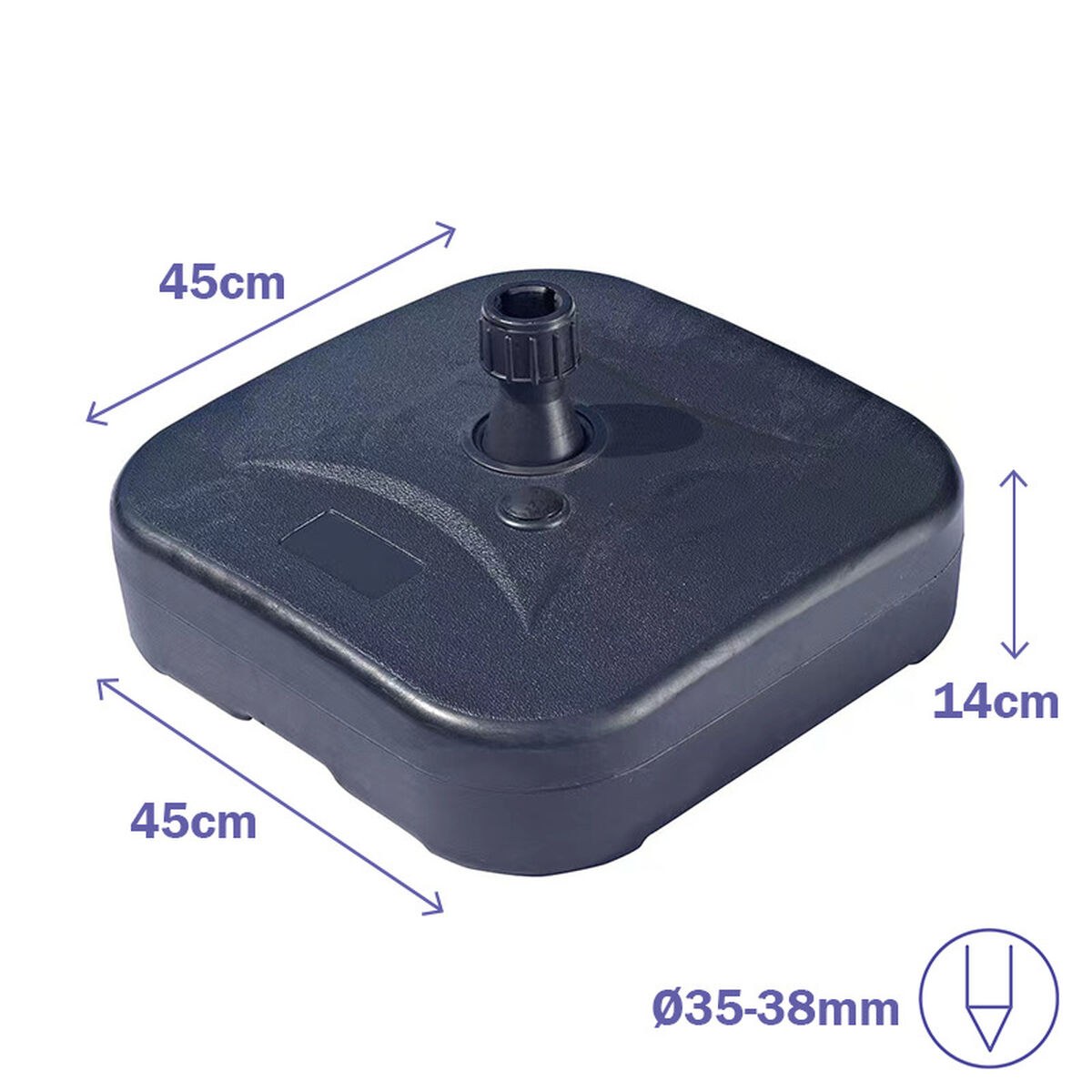 Base for beach umbrella Black Plastic 45 x 14 x 45 cm