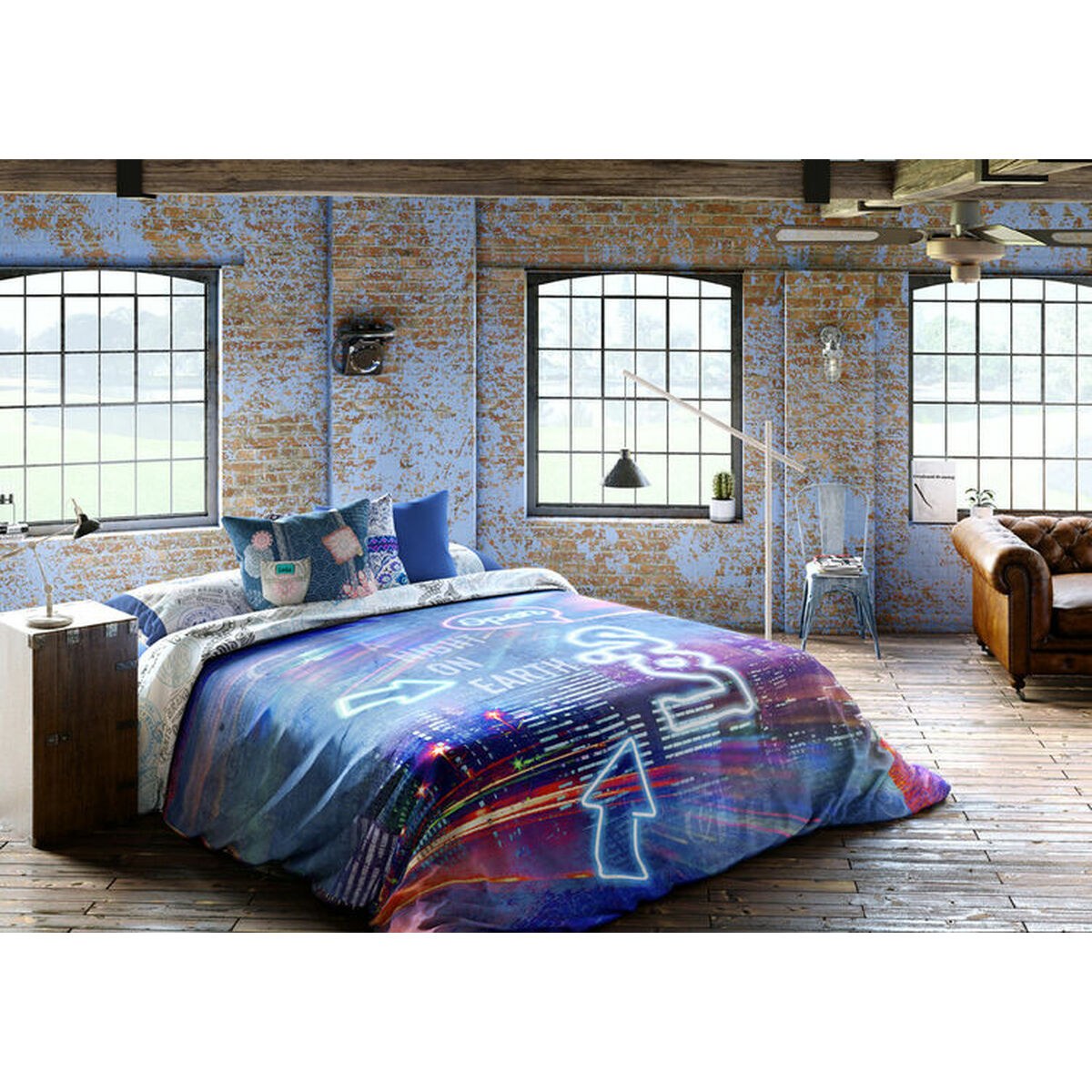 Duvet cover set NIGHT P. Blue Double 220 x 230 cm 3 Pieces