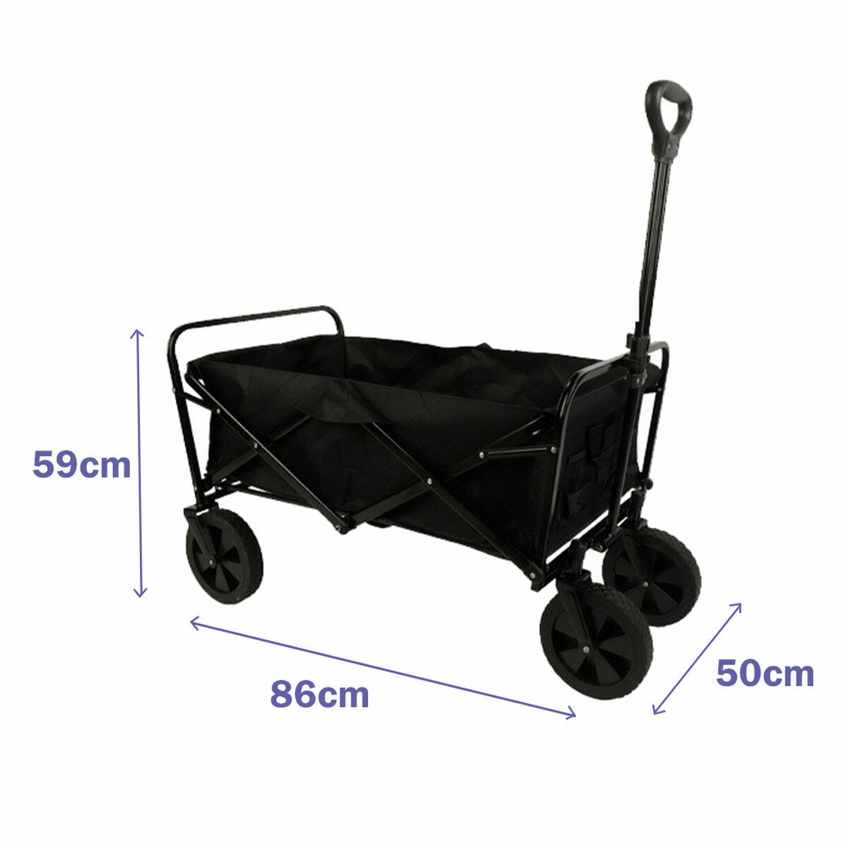 Folding Multi-Purpose Trolley Steel 150 KG Black Garden Beach Camping 86X50X59 cm