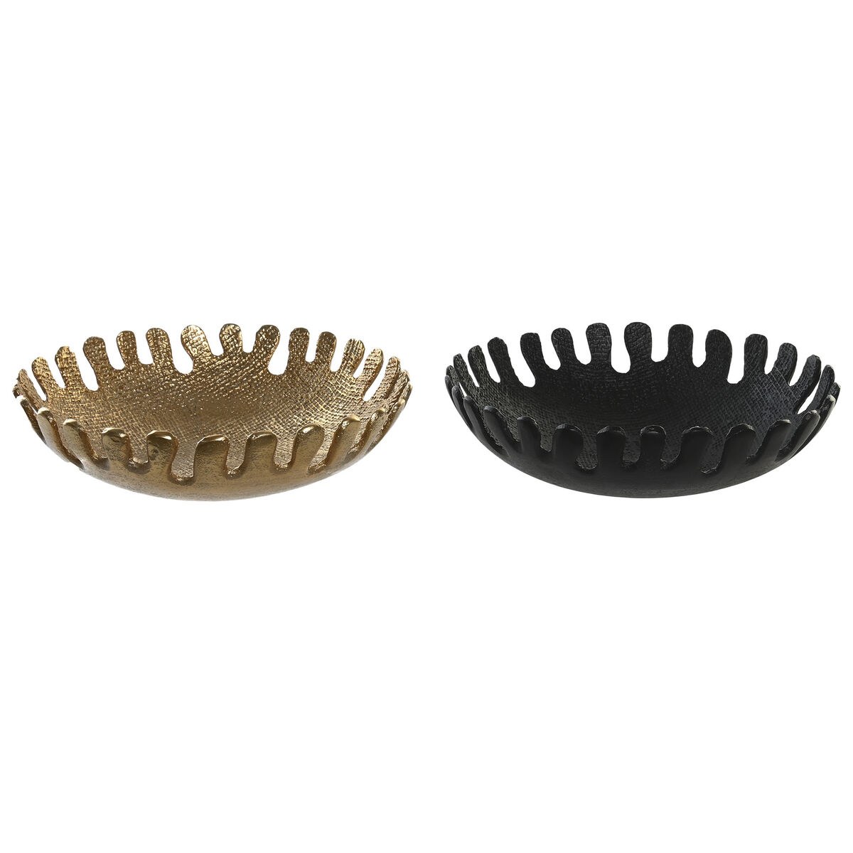 Centerpiece Black Golden Aluminium 32 x 32 x 9 cm (2 Units)