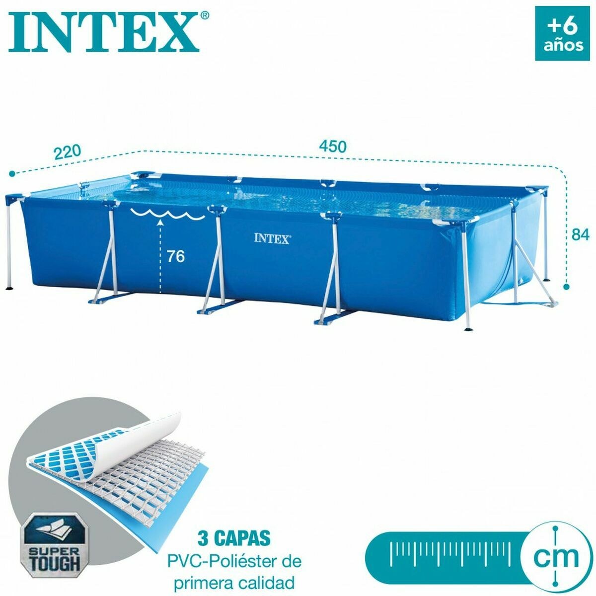 Removable pool Frame 450 X 220 X 84 CM 7127 L Rectangular