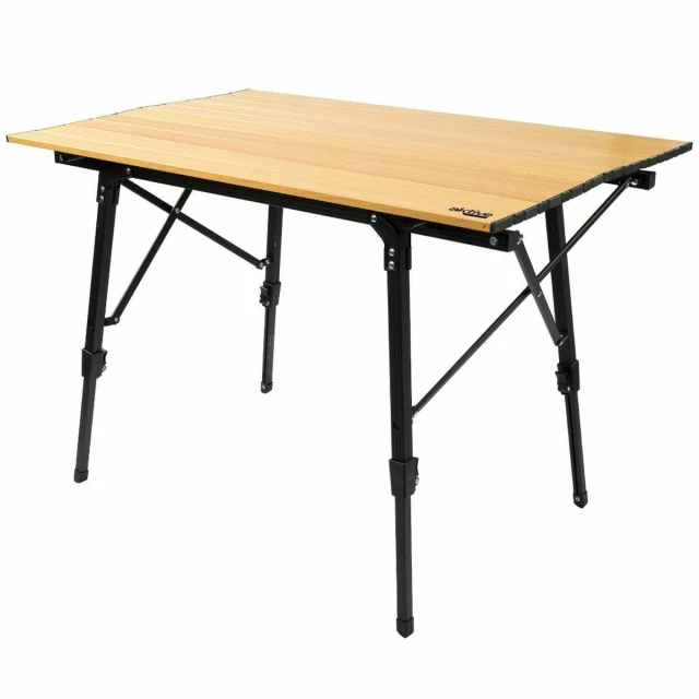 Folding Table 90 x 70 x 57 cm Camping Black Brown Aluminium