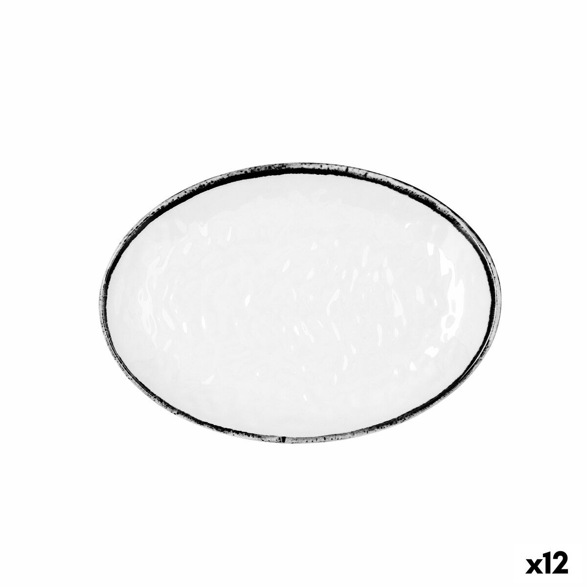 Flat Plate Select Filo White Black Plastic 21,3 x 15 cm (12 Units)