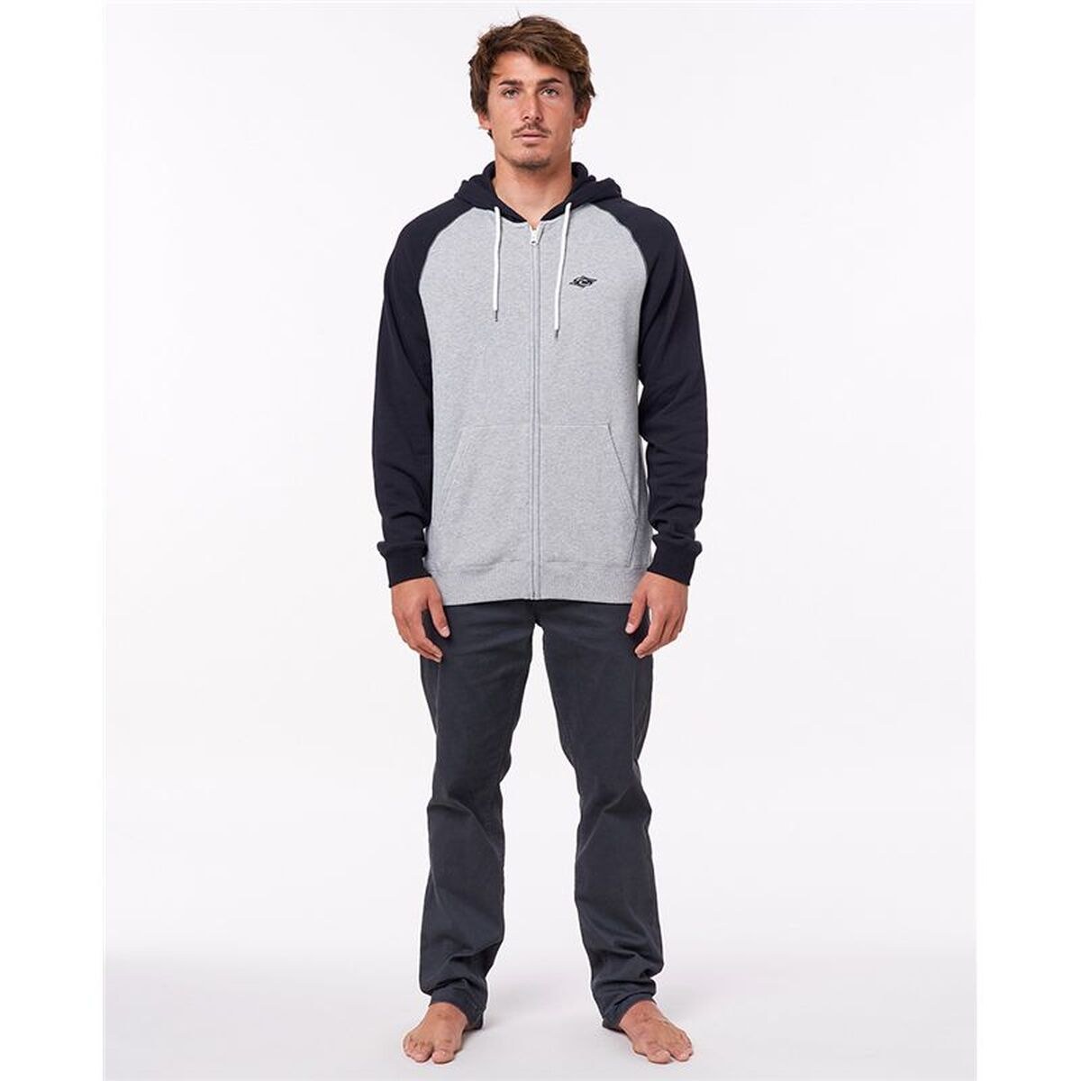 Men’s Hoodie Embroid Hooded Zip Thru Light grey