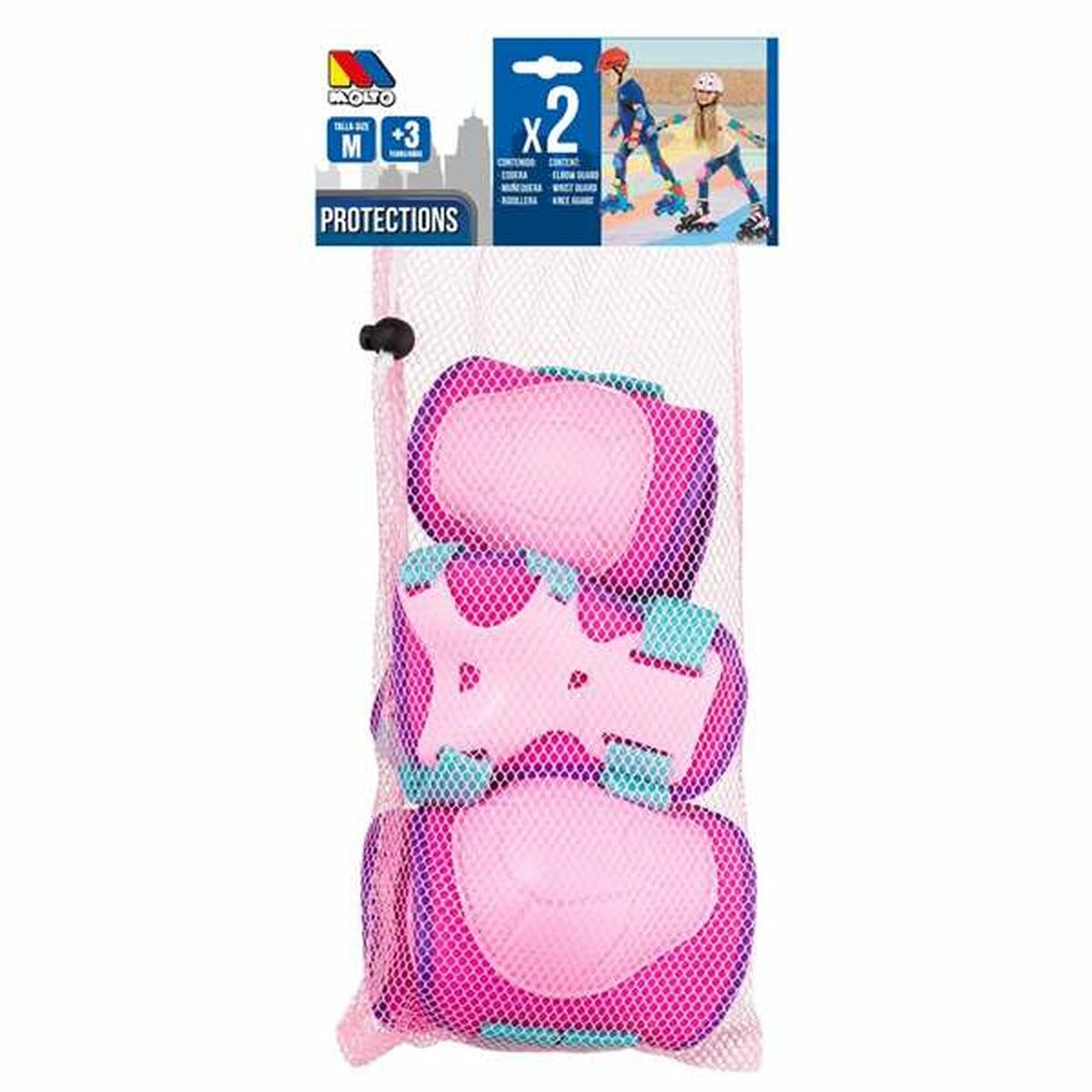 Elbow and Knee Pad Kit Pink M 6 Pieces