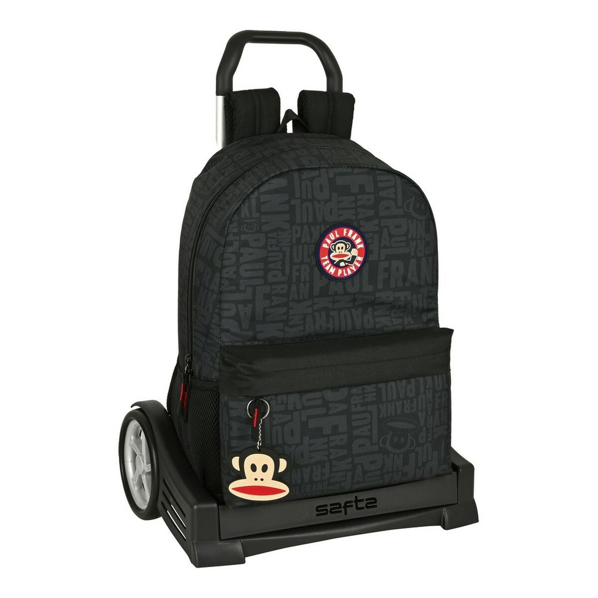 School Rucksack with Wheels Team player Black 30 x 46 x 14 cm