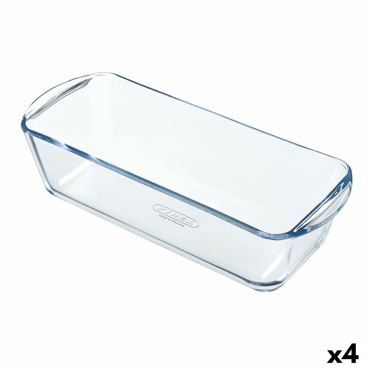 Oven Mould Classic Vidrio Rectangular Transparent 32 x 12 x 8 cm (4 Units)
