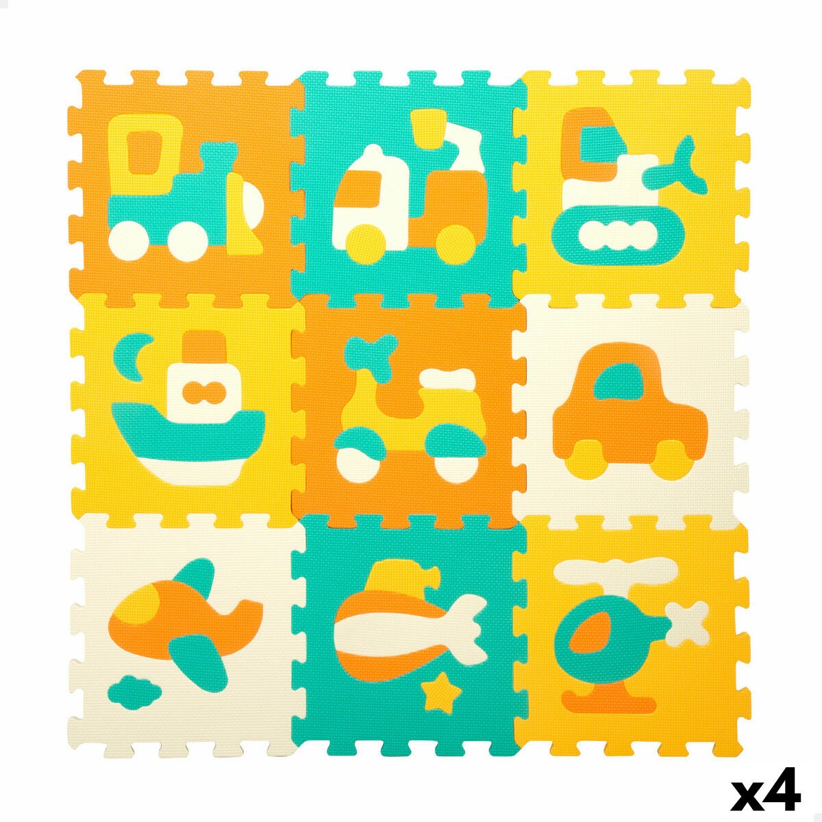 Puzzle Carpet Multicolour Plastic EVA 90 x 90 cm Cars 9 Pieces (4 Units)