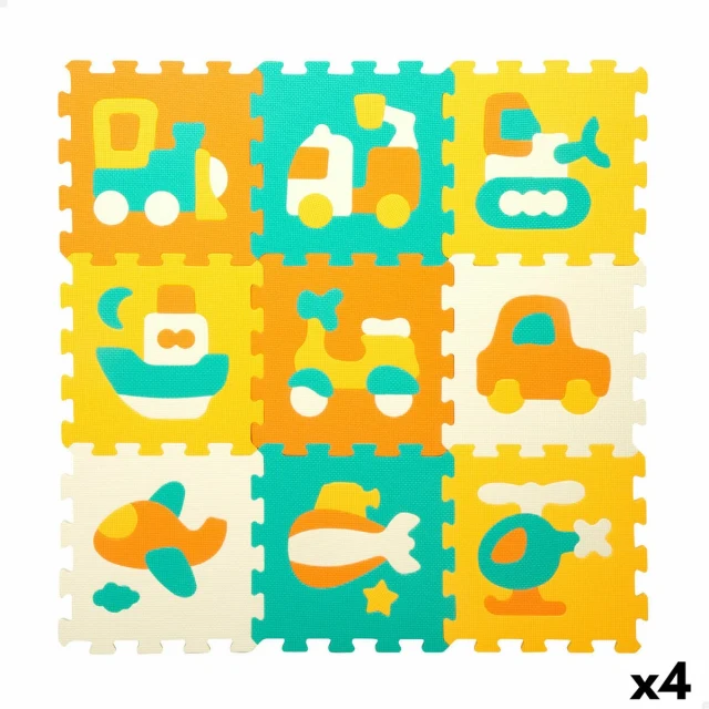Puzzle Carpet Multicolour Plastic EVA 90 x 90 cm Cars 9 Pieces (4 Units)