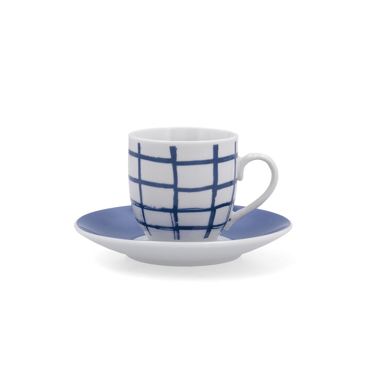 Cup with Plate Kansas Blue Ceramic 90 ml (6 Units)