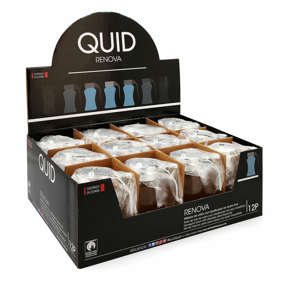 Sugar Bowl Renova Transparent Glass 210 ml (12 Units) (Pack 12x)