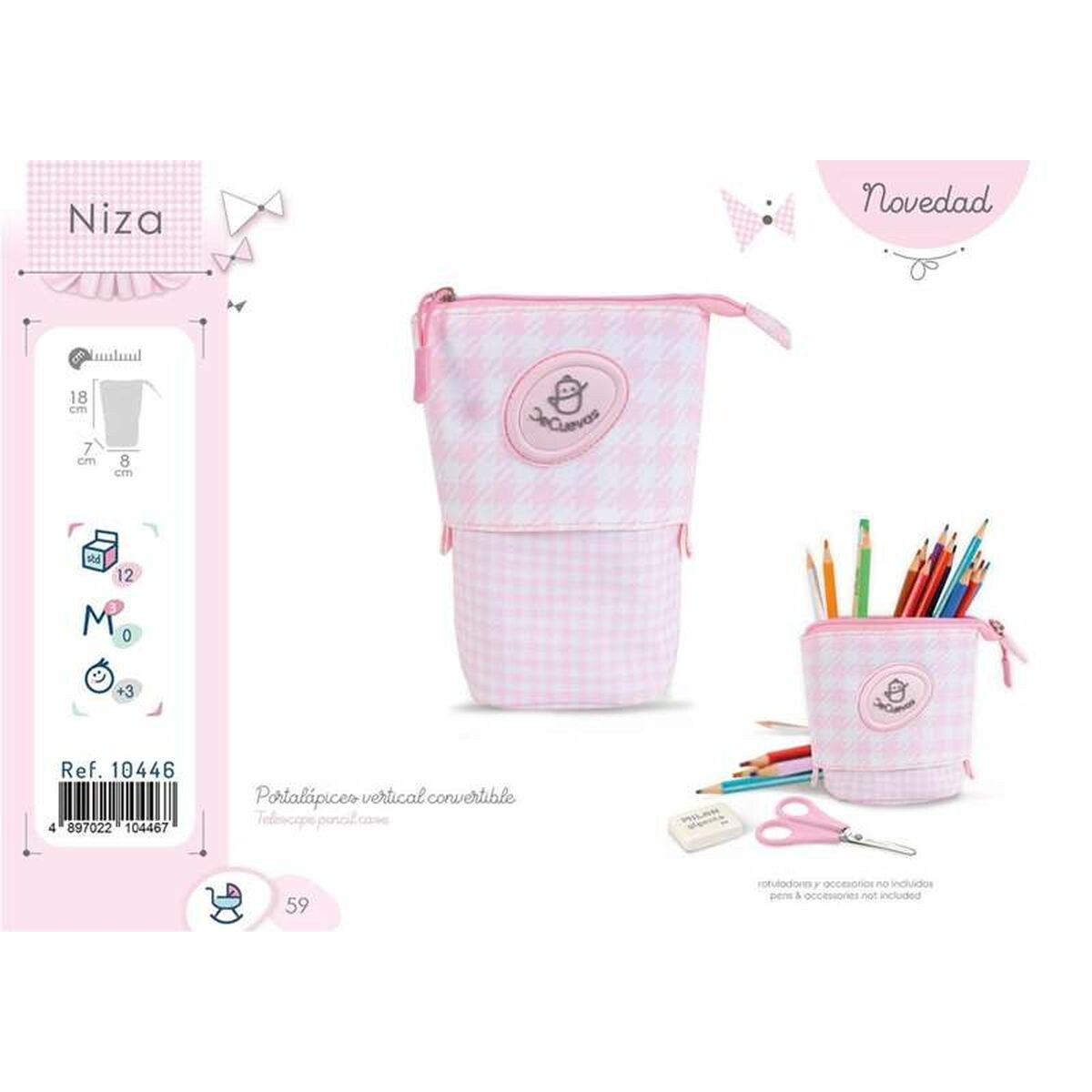 Pencil Case Niza Pink 18 x 7 x 8 cm Convertible