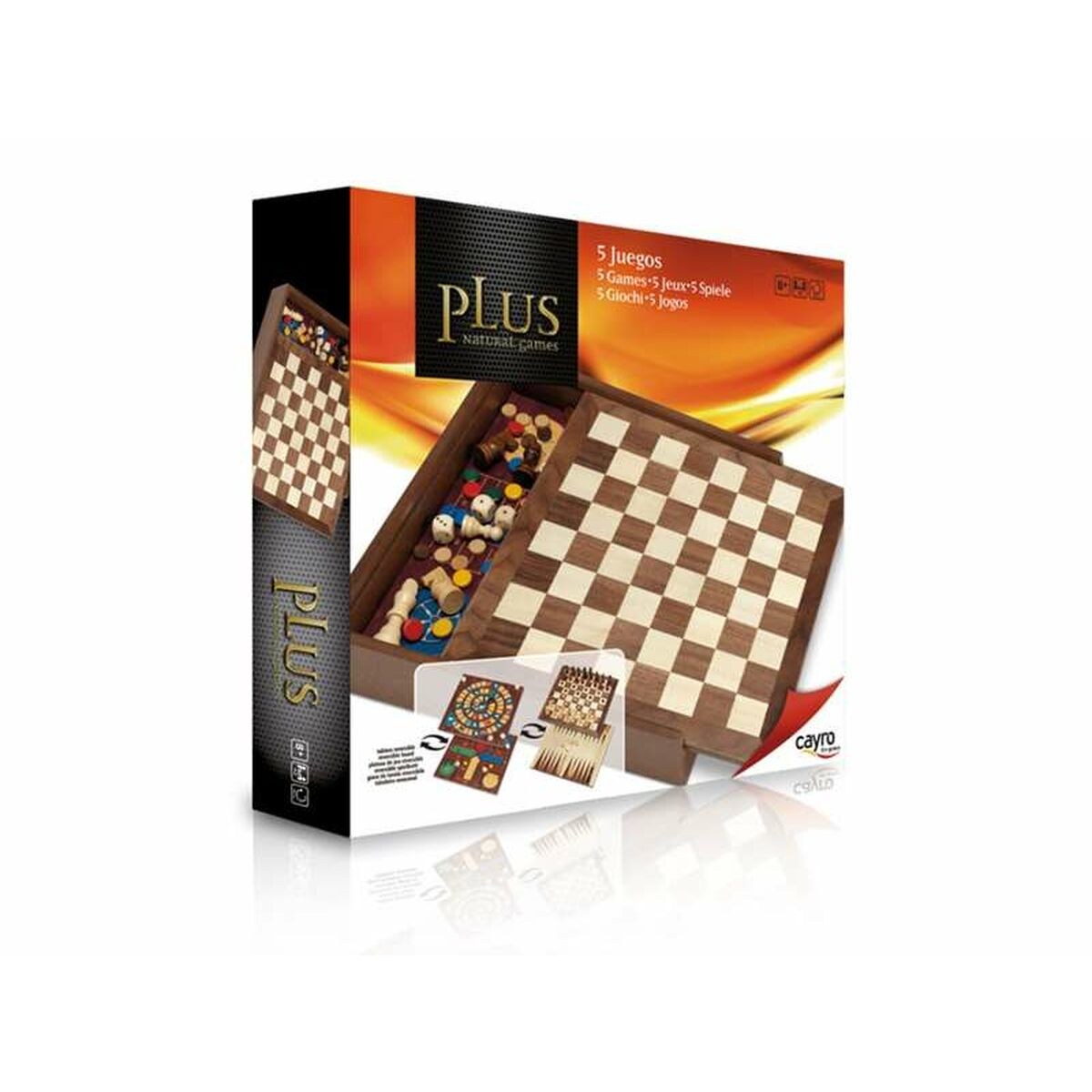 Set of 5 Board Games Plus Wood 29 x 29 cm