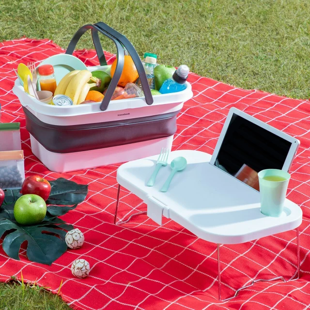 Folding Picnic Basket with Lid-Table Pickning