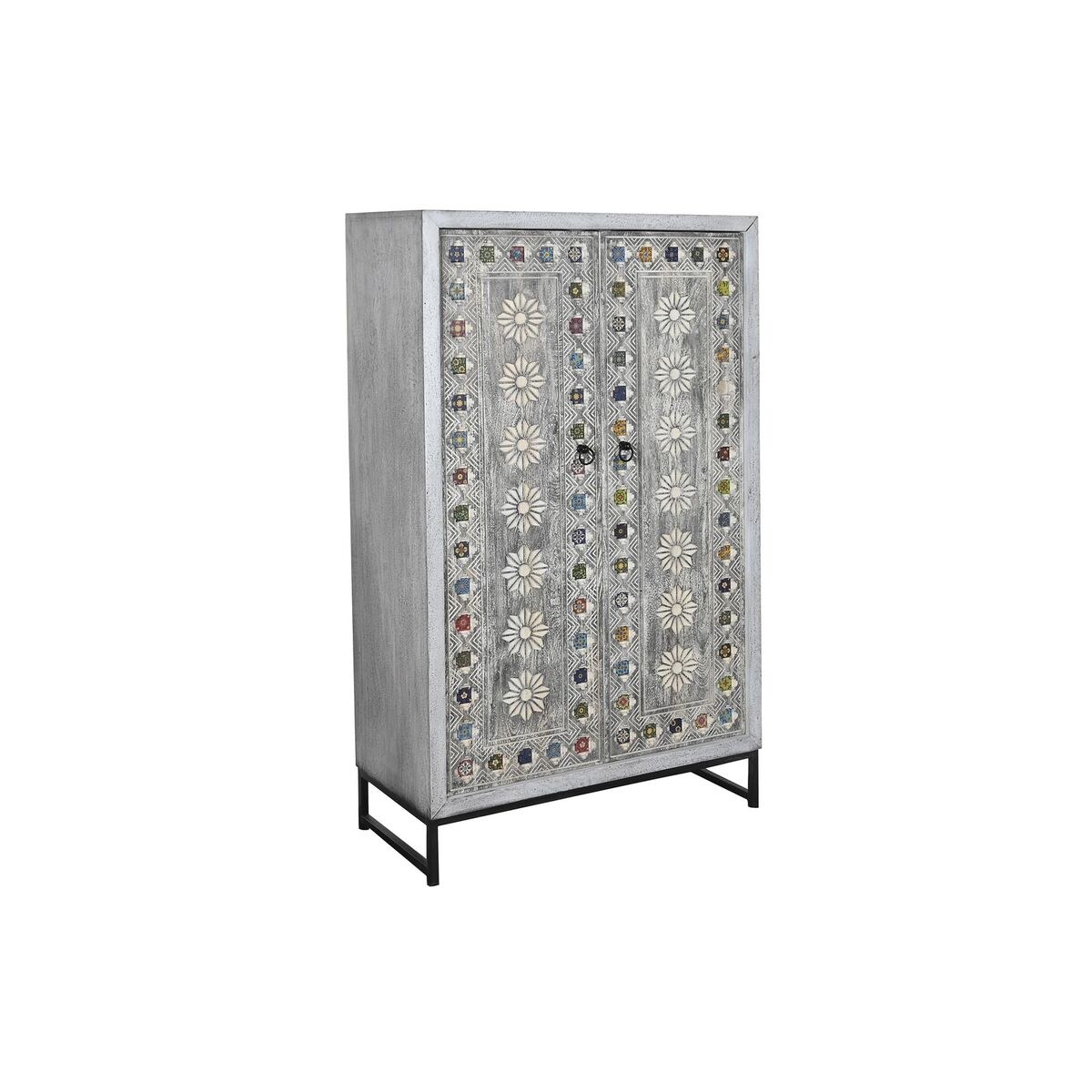 Cupboard Grey White Mango wood (90 x 38 x 150 cm)