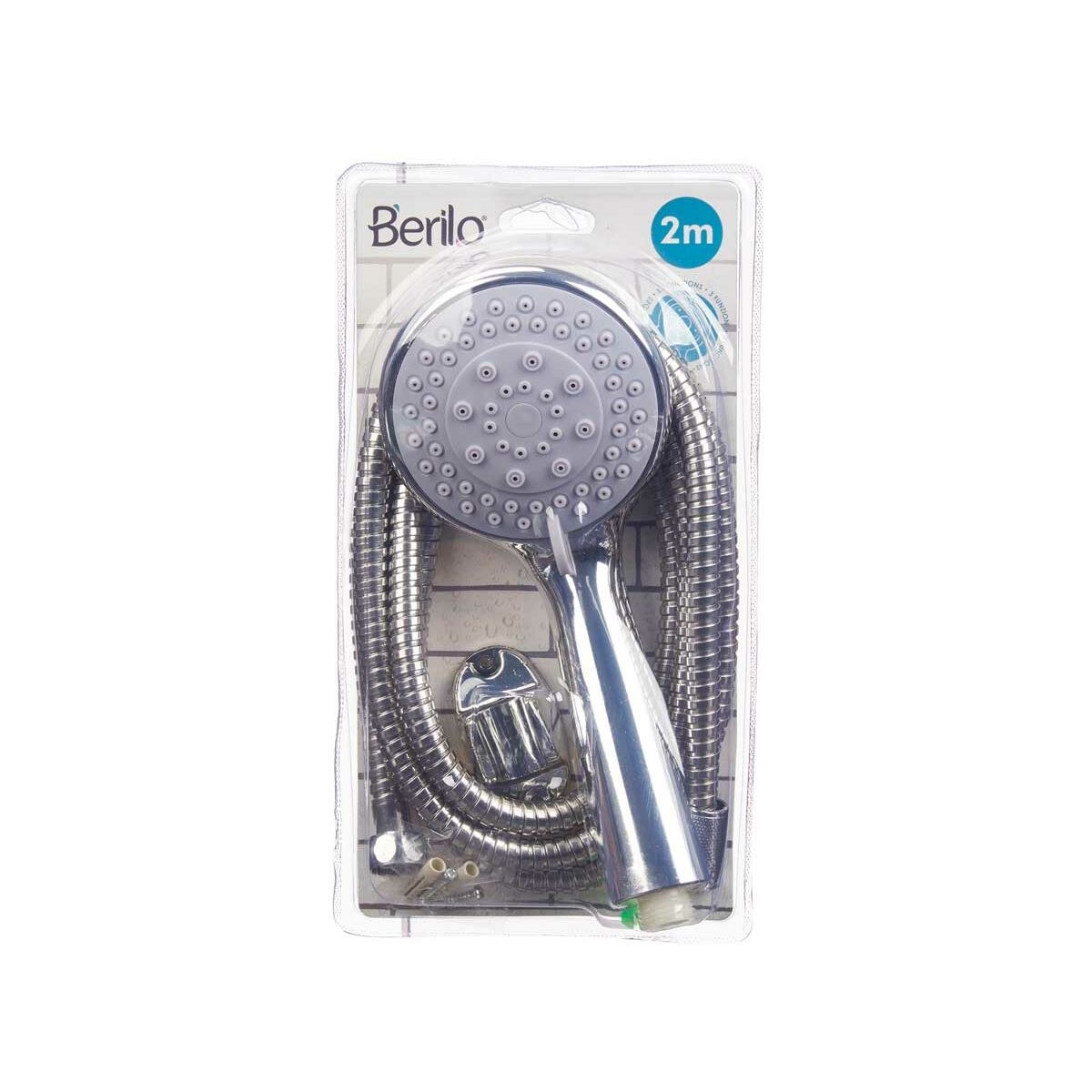 A shower head with a hose to direct the flow Metal 2 m 14 x 24,5 x 4,5 cm 14 x 4,5 x 24,5 cm (12 Units)