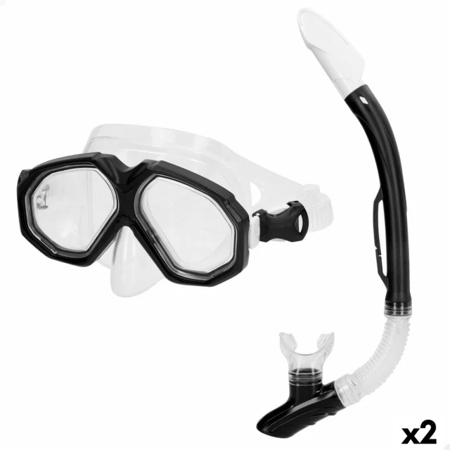 Snorkel Goggles and Tube Black Adults (2 Units)