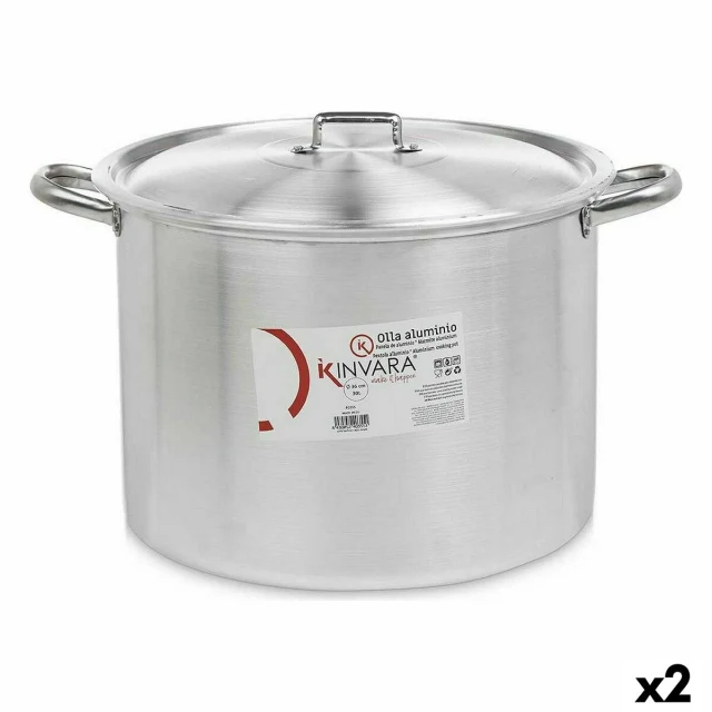 Casserole with Lid Silver Aluminium 48,5 x 31 x 39 cm Ø 36 cm (2 Units)