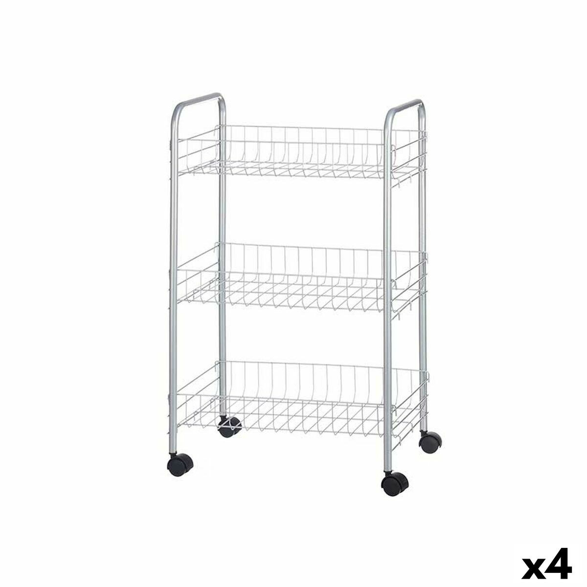 Vegetable trolley Silver Metal polypropylene Plastic 37 x 27 x 62,3 cm 26,5 x 56 x 8,5 cm (4 Units)