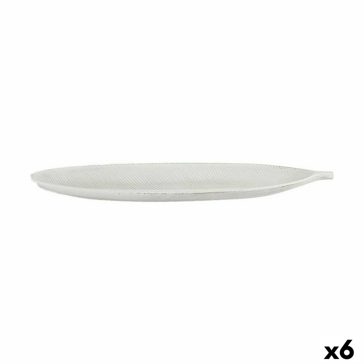 Centerpiece White MDF Wood 49 x 2,7 x 17,3 cm Decoration Leaf of a plant (6 Units)