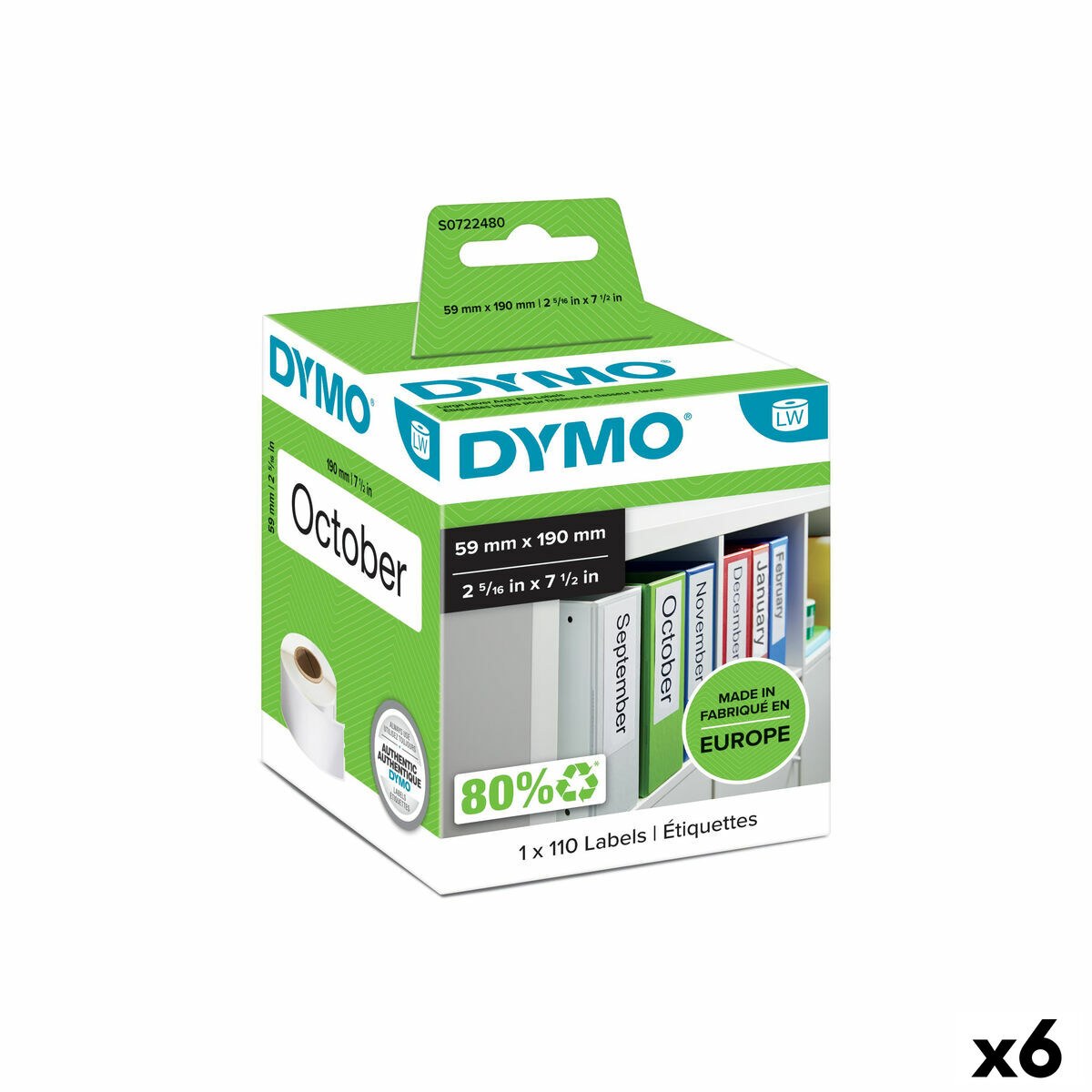 Printer Labels 99019 59 x 190 mm LabelWriter™ White Black (6 Units)