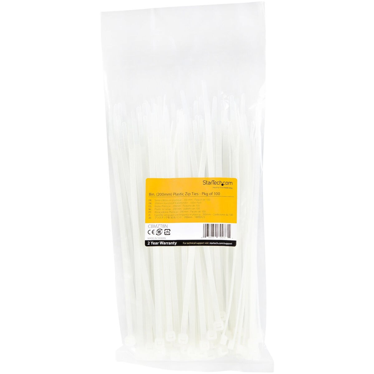 Nylon Cable Ties CBMZT8N White (100 Units)