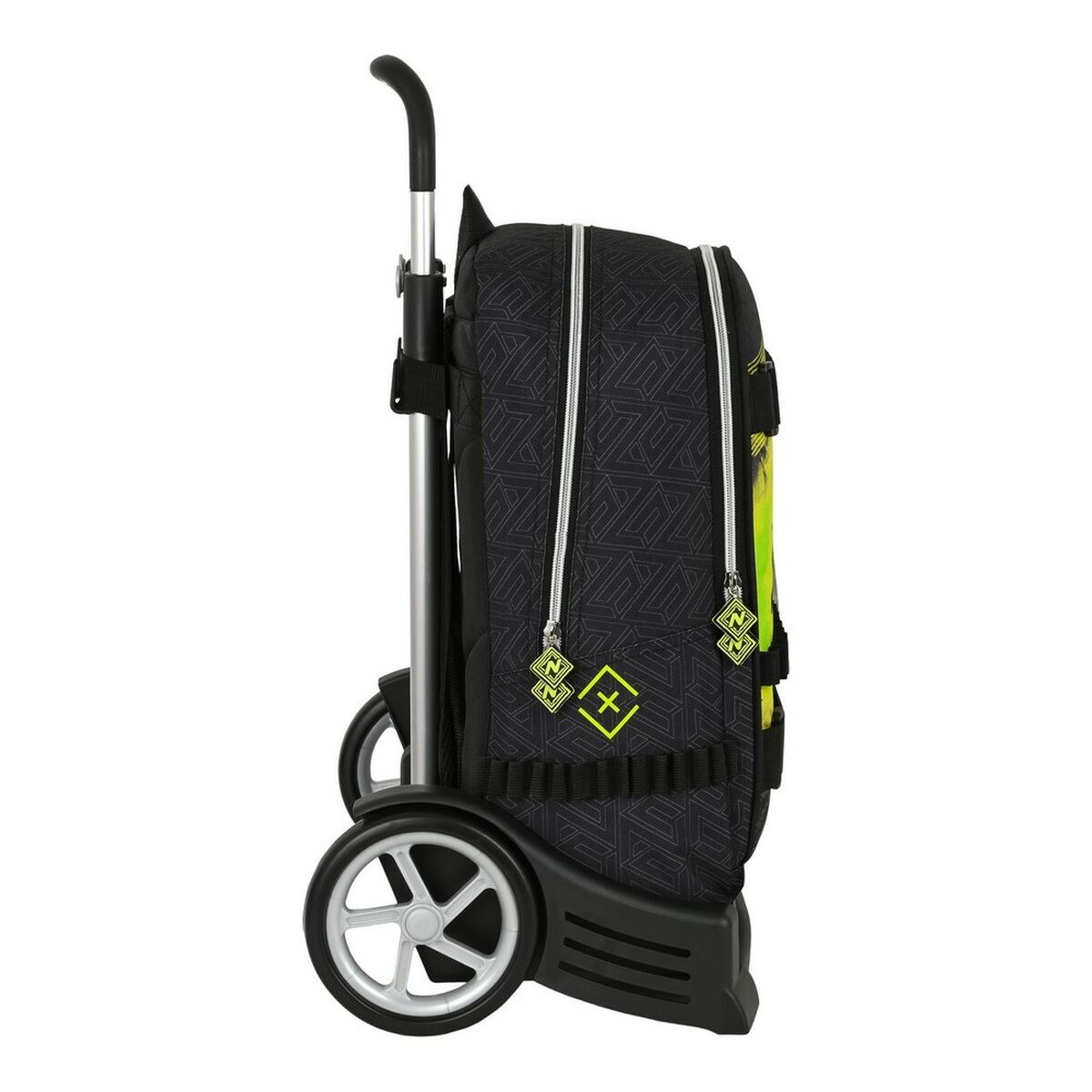 School Rucksack with Wheels Neon Black Lime (31 x 44 x 17 cm)