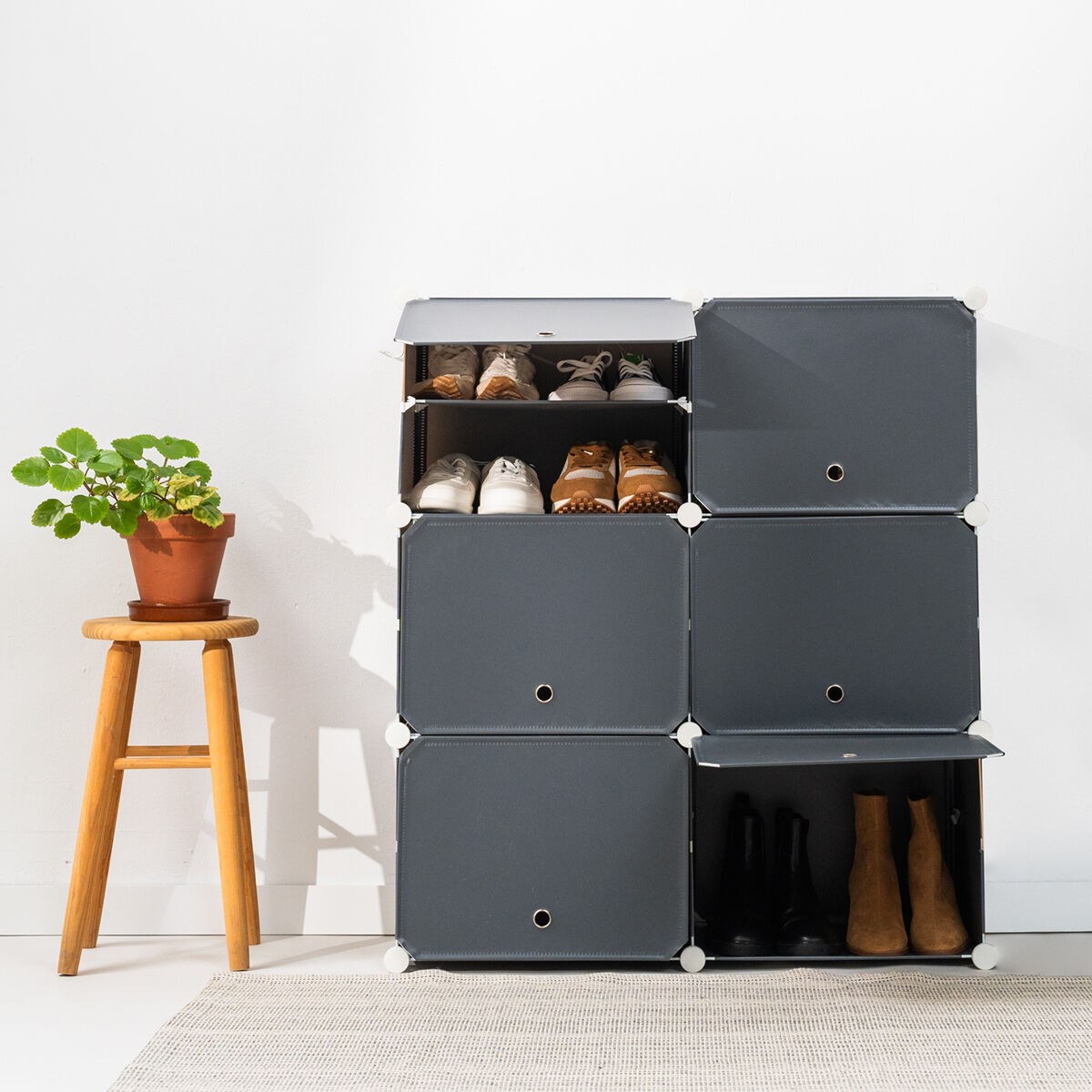 Portable Modular Shoe Cabinet Grey