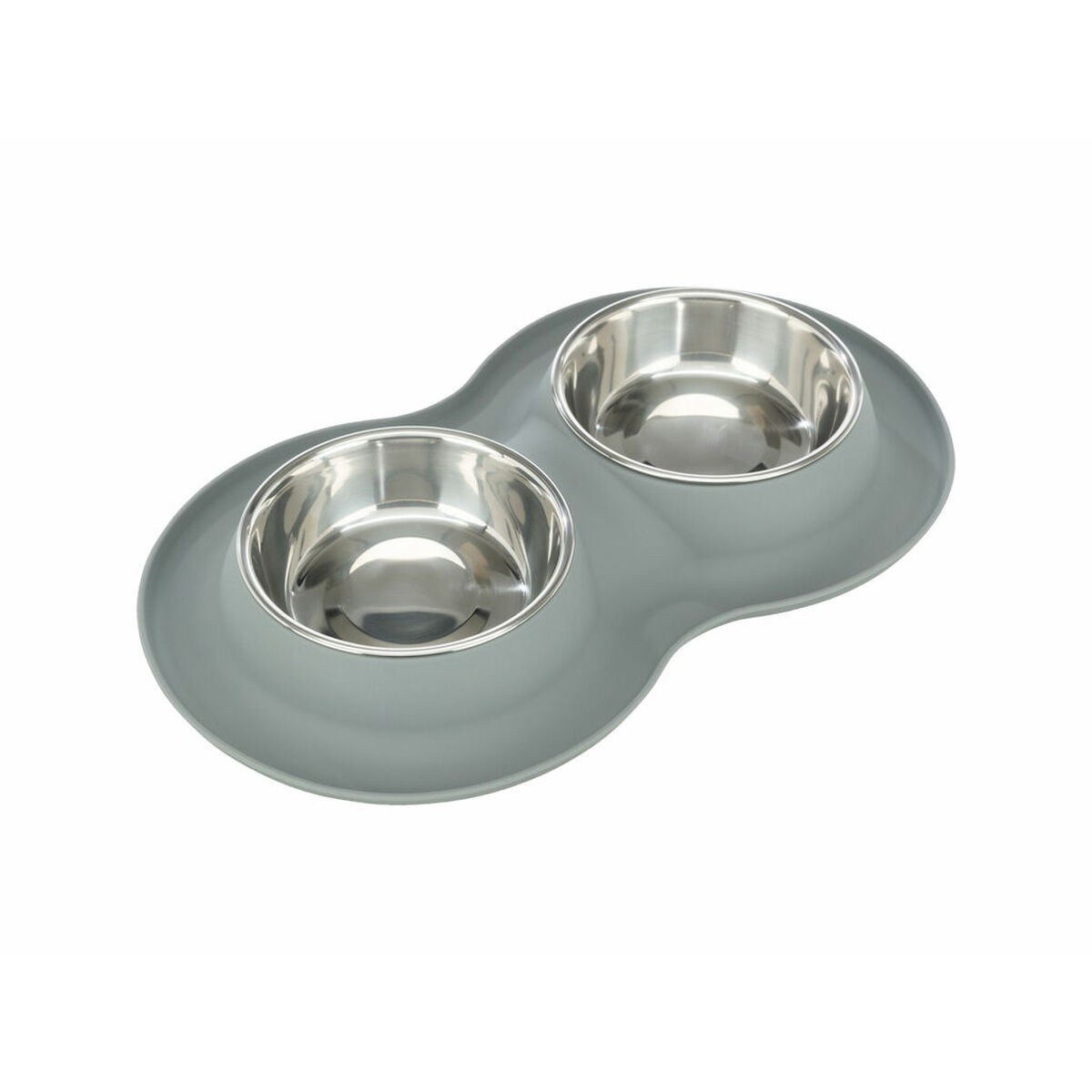 Dog Feeder Grey Stainless steel Ø 16 cm Double 2 × 0,4 L 40 × 5 × 23 cm (2 Units)