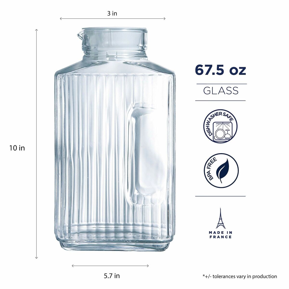 Glass Bottle Quadro Transparent Glass 2 L