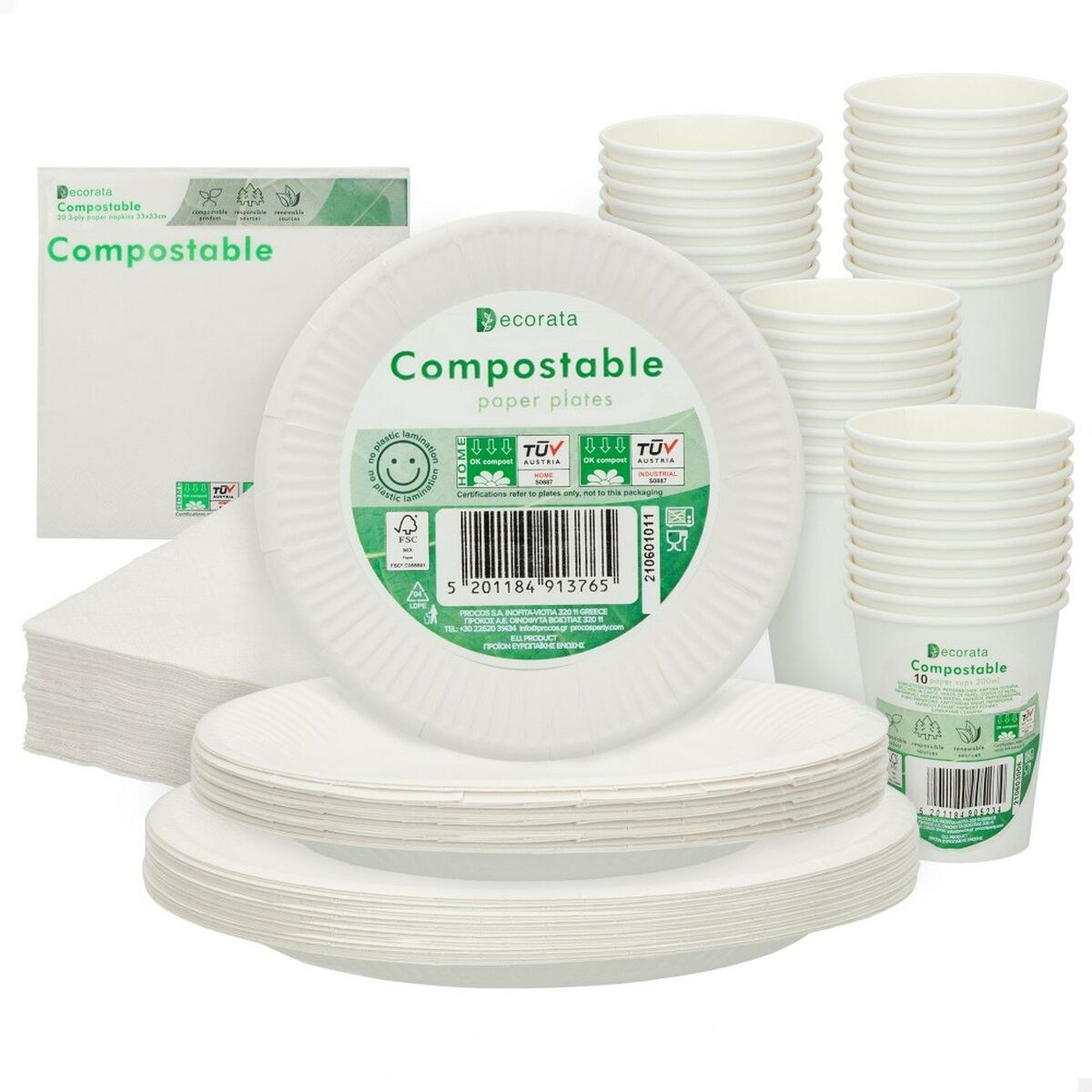 Dinnerware Set White Paper 23 x 1,5 x 23 cm