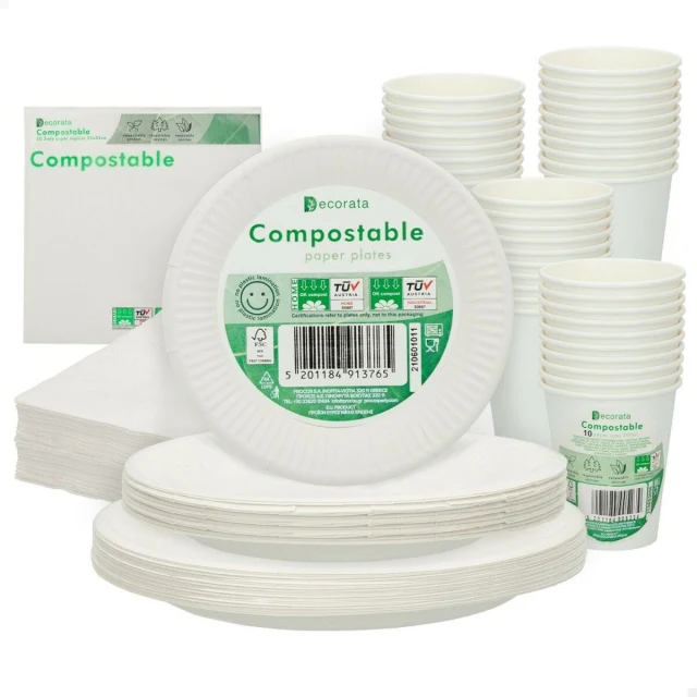 Dinnerware Set White Paper 23 x 1,5 x 23 cm