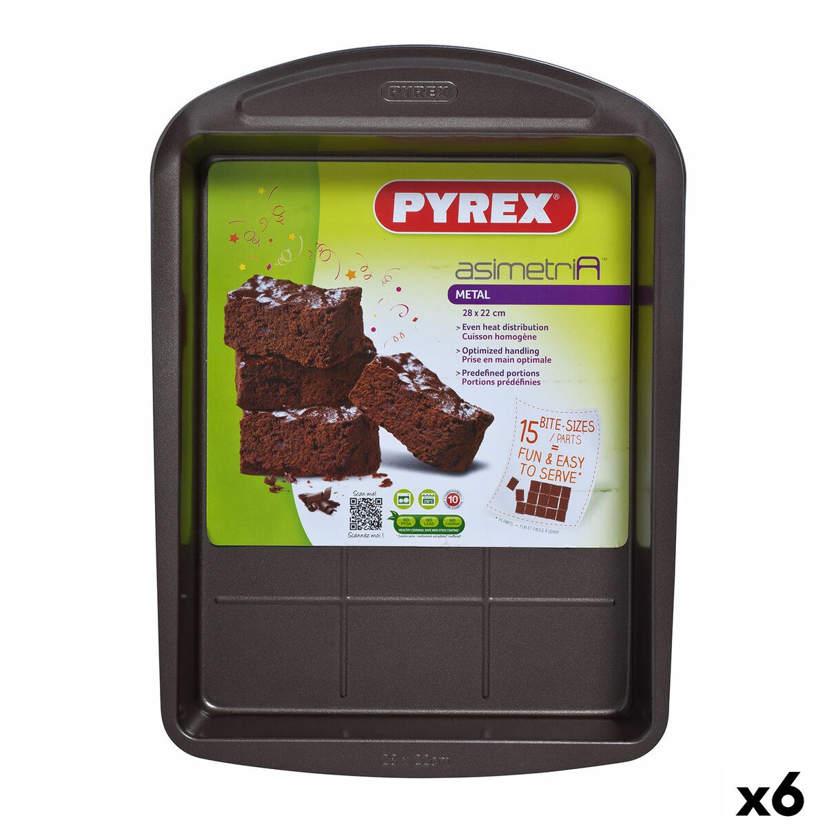 Rectangular Mould Asimetria Black Metal 28 x 22 cm Rectangular (6 Units)