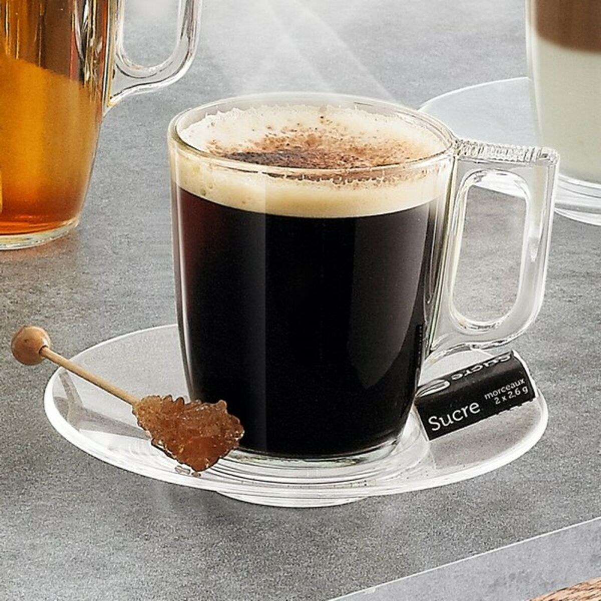 Piece Coffee Cup Set Nuevo Transparent Glass 90 ml 6 Pieces