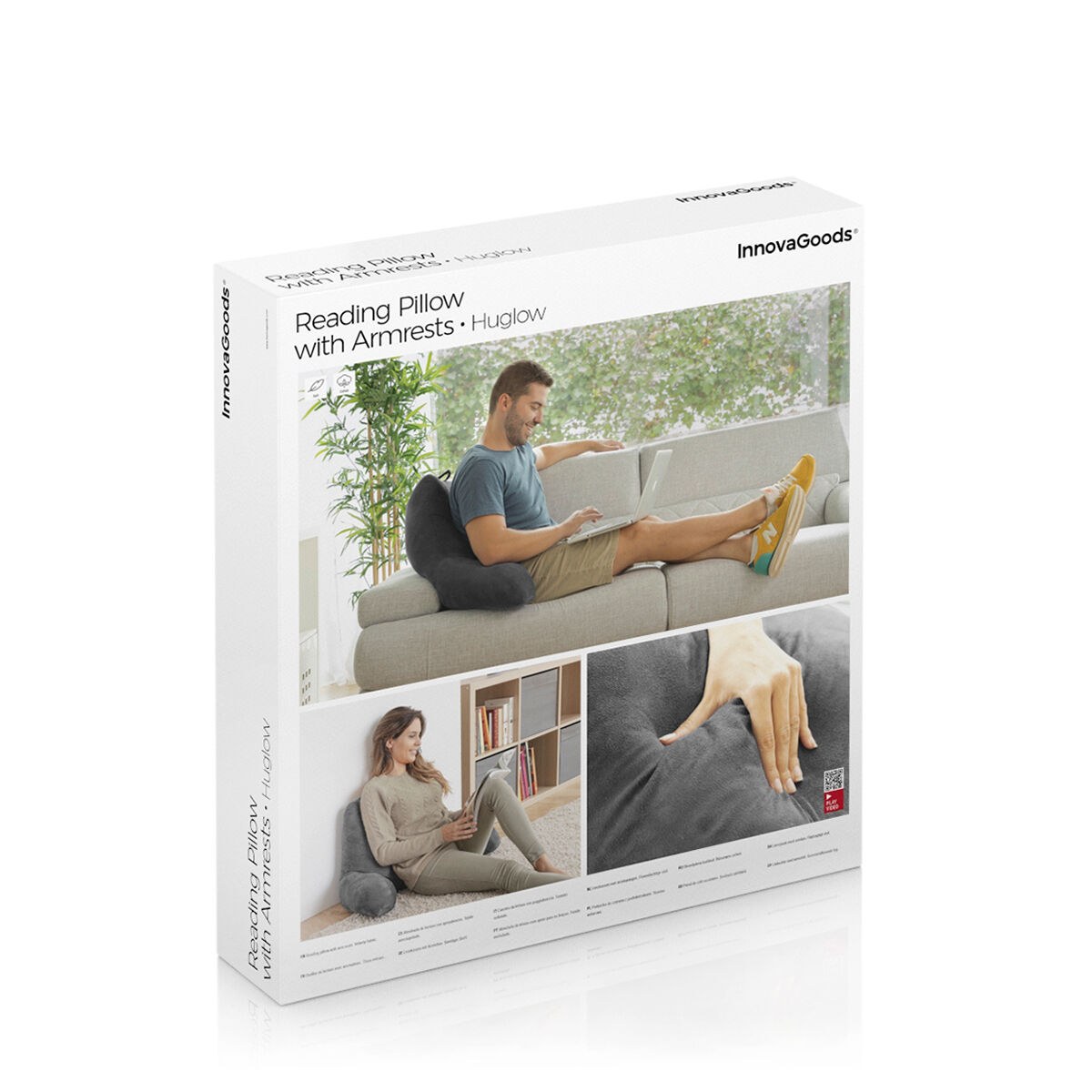 Folding Side Table & Reading Pillow with Armrests Set