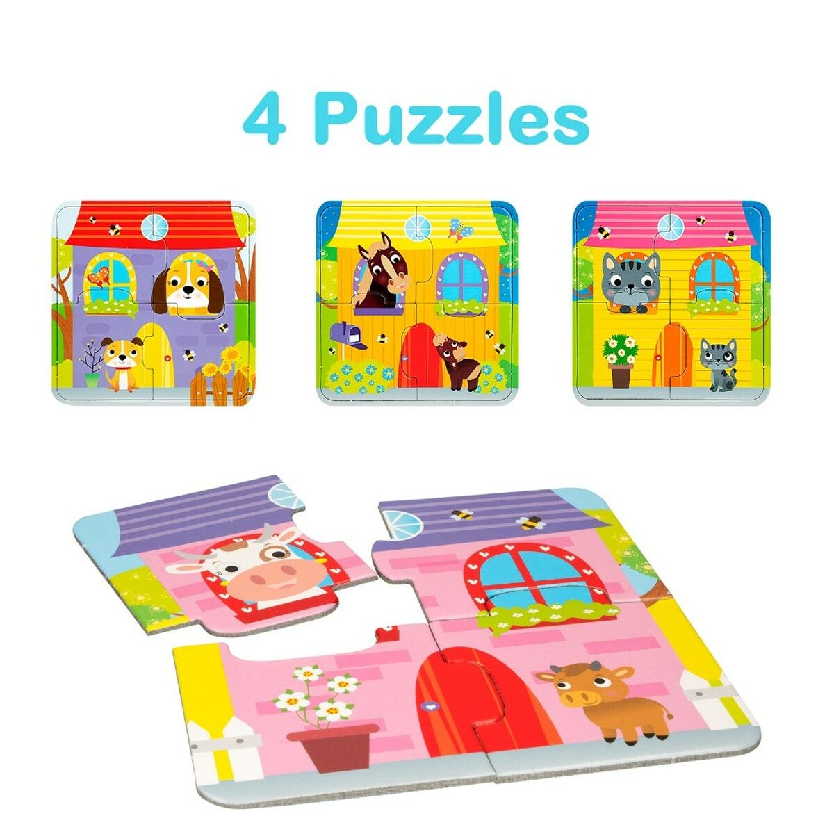 Puzzle Carotina Baby 16 x 1 x 16,5 cm Farm 4-in-1 (12 Units)