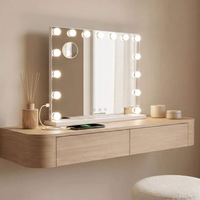 LED Vanity Mirror Hollywood Glimma Deluxe 15 Light bulbs