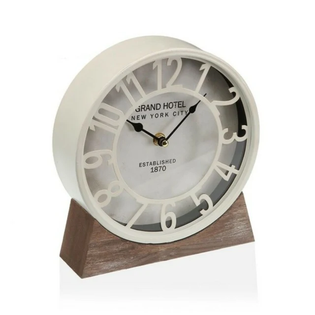 Table clock White MDF Wood (20 x 20 x 6 cm) (Ø 20 cm)