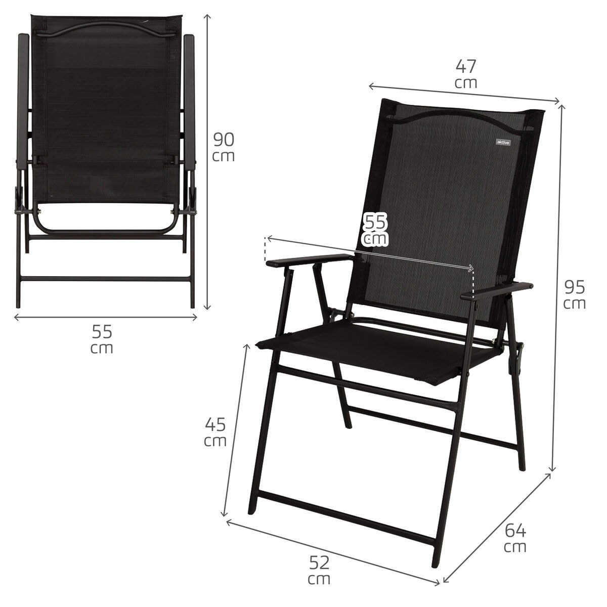 Table set with 2 chairs 75 x 70 x 75 cm (3 Pieces)