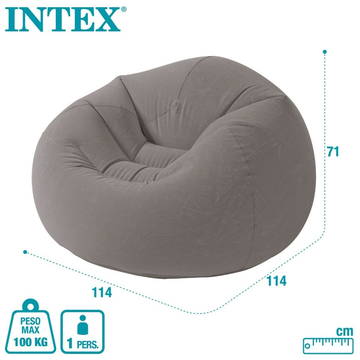 Inflatable Armchair Grey 107 x 69 x 104 cm 114 x 71 x 114 cm (6 Units)