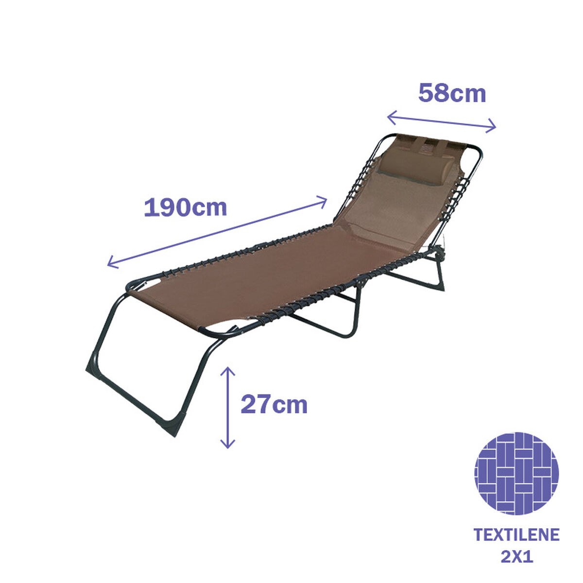 Sun-lounger Brown 190 x 27 x 58 cm