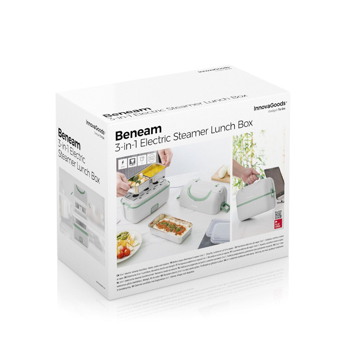 3-in-1 Electric Steamer Lunch Box with Recipes Beneam