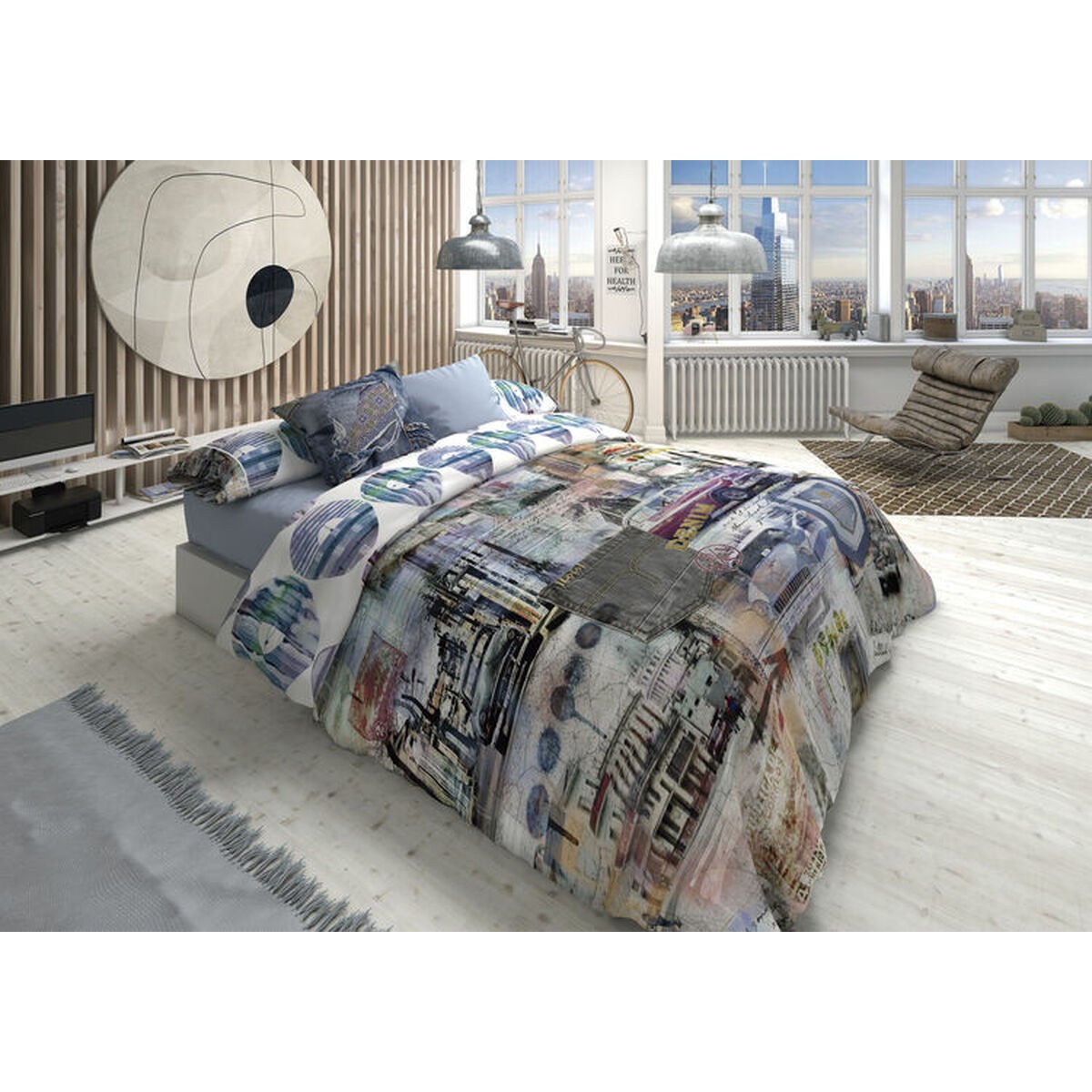 Duvet cover set MEGANO P. Blue Double 2 Pieces