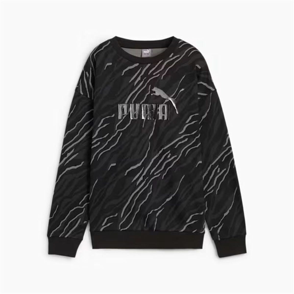 Women’s Sweatshirt without Hood Essentials+ Animal Aop Crew Fl Mujer Black