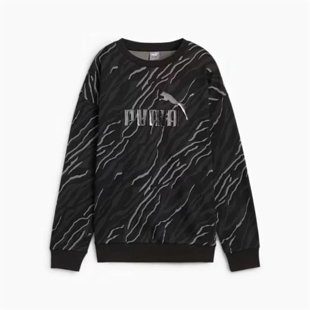 Women’s Sweatshirt without Hood Essentials+ Animal Aop Crew Fl Mujer Black