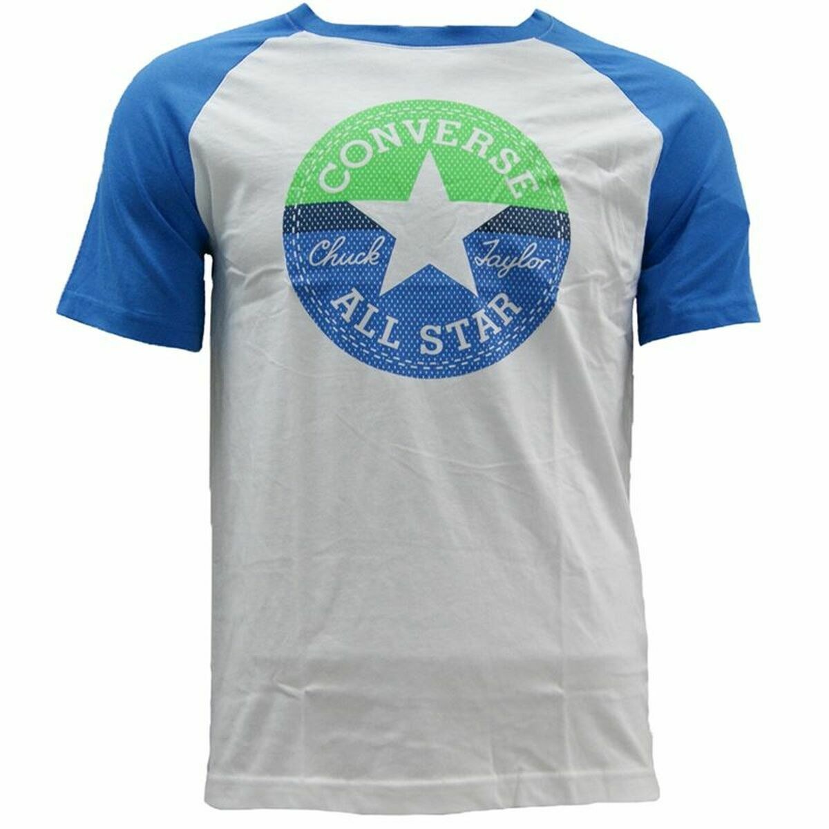 Child's Short Sleeve T-Shirt Block Raglan Blue White