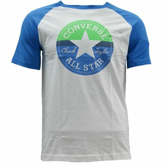 Child's Short Sleeve T-Shirt Block Raglan Blue White
