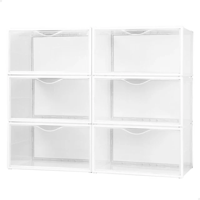 Stackable shoe box White 6 Units polypropylene ABS 35 x 18,5 x 27 cm