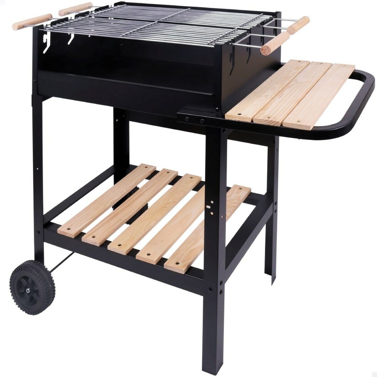 Coal Barbecue with Wheels Enamelled Metal 100,5 x 88,5 x 40 cm Black